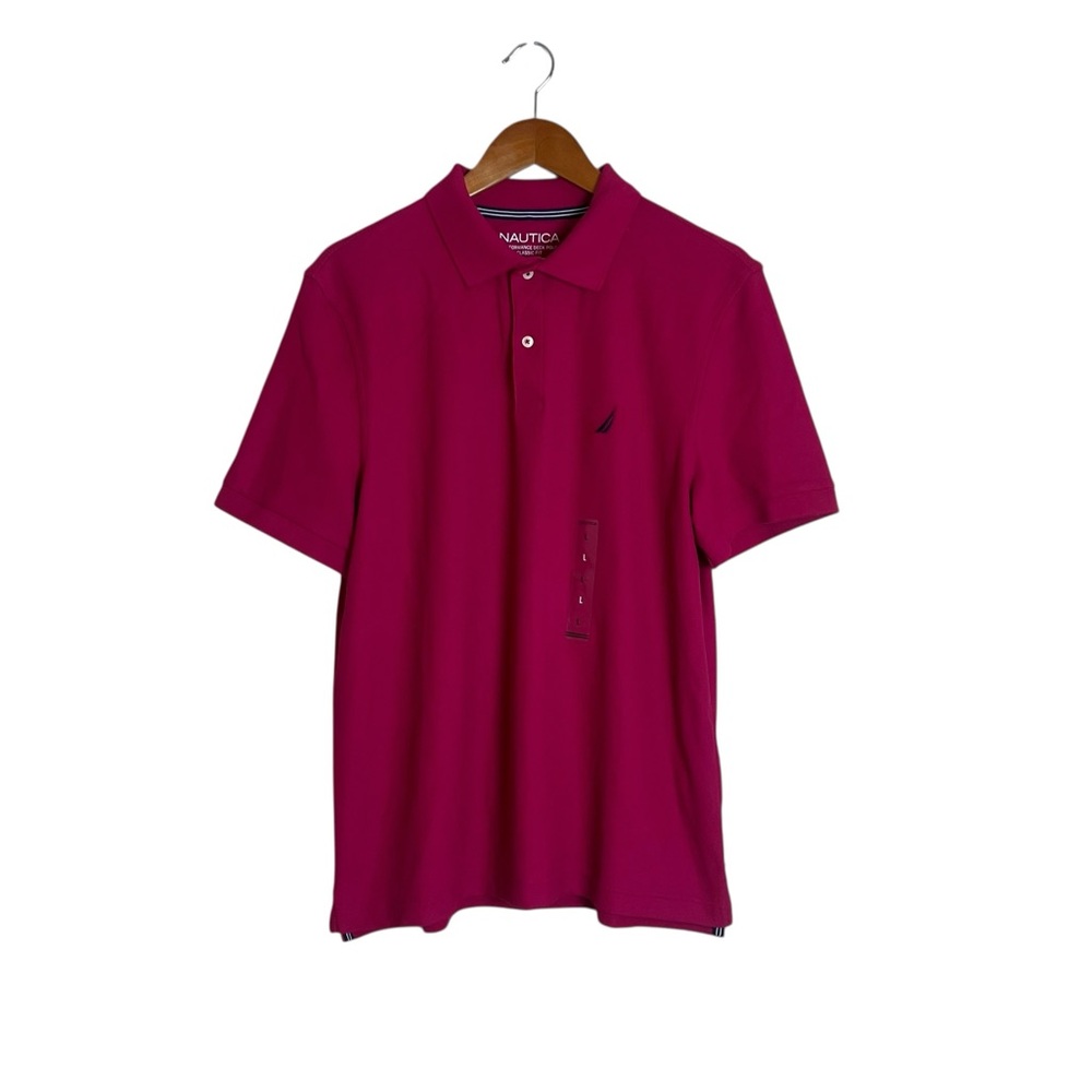 NEW! Nautica pink performance deck polo shirt. Size large